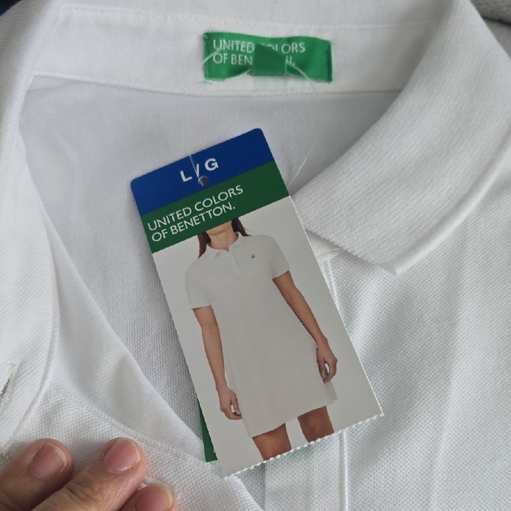 NWT United Colors of Benetton Classic White Polo Dress